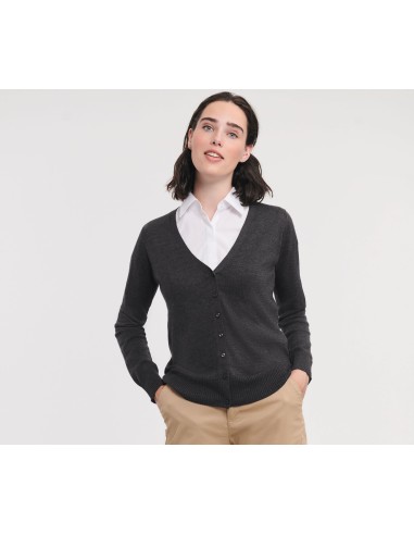 RUS-0R715F0-Ladies V-Neck Knitted Cardigan